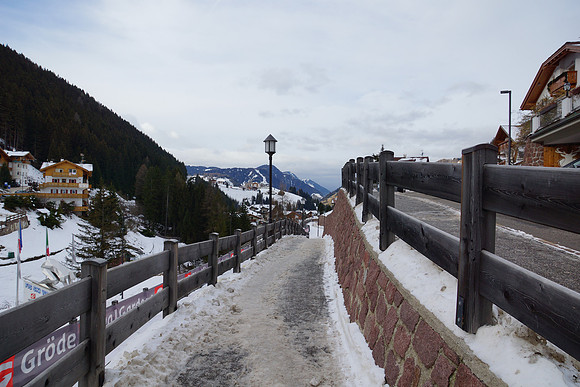 A walk into Ortisei to see the World Cup Downhill Ski Race
