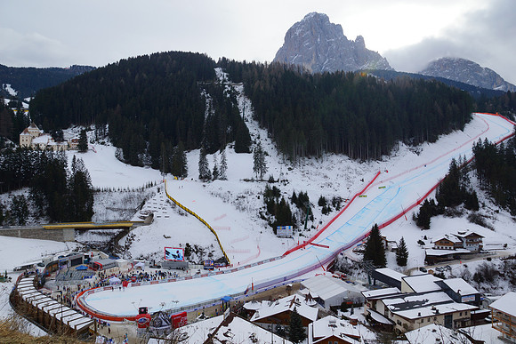 A walk down to Ortisei to see the world cup downhill ski race