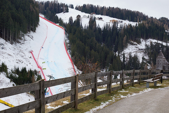 A walk down to Ortisei to see the world cup downhill ski race