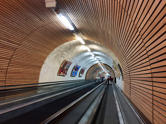 Underground tunnel to the top of the village..how civilised