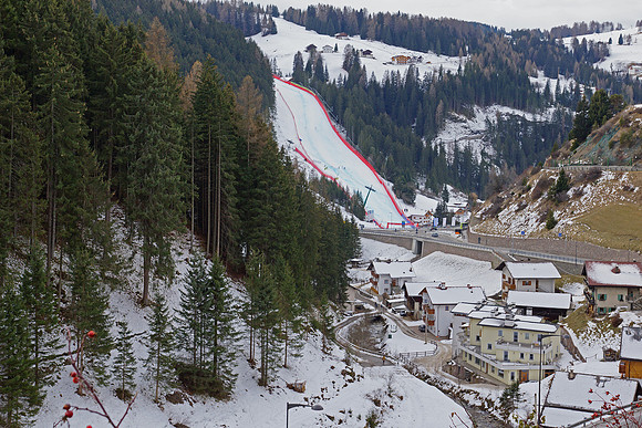 A walk down to Ortisei to see the world cup downhill ski race